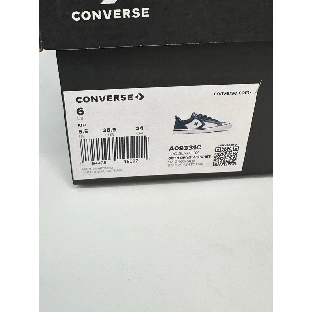 Converse Pro Blaze Ox Shoes Kids Size 6 Green Envy Black White Low Sneakers NIB